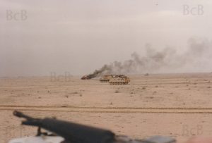 Battle of 73 Easting burning Iraqi tank