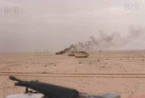 Desert Shield to Desert Storm: A Squad Leader's Account 15 Battle of 73 Easting burning Iraqi tank