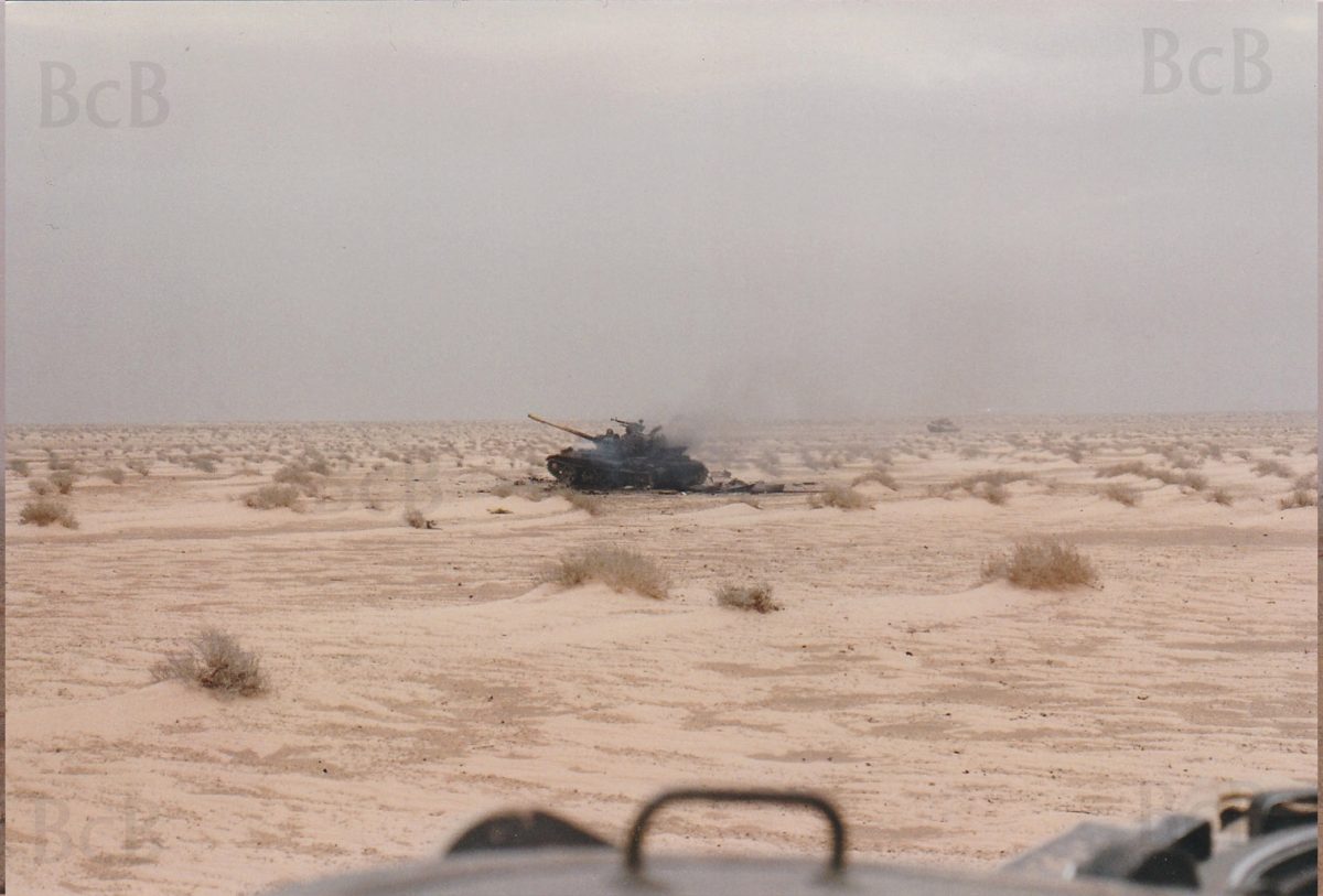 Battle of 73 Easting burning Iraqi tank