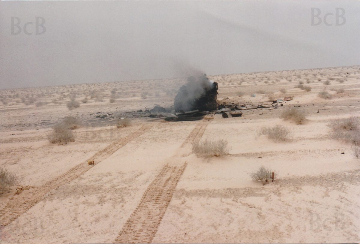 Battle of 73 Easting burning Iraqi tank