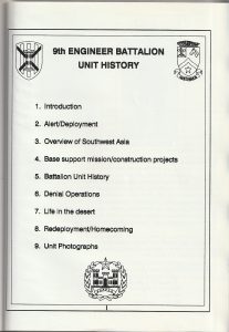 9th Eng. Bn. Desert Storm page-table of contents